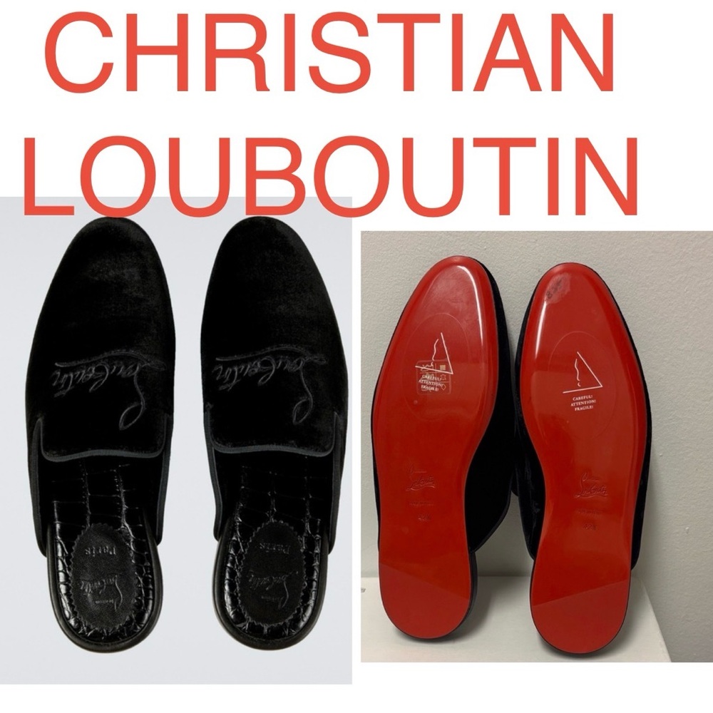 Christian Louboutin - Navy Coolito mules Black Velvet Men's Loafers. Brand New